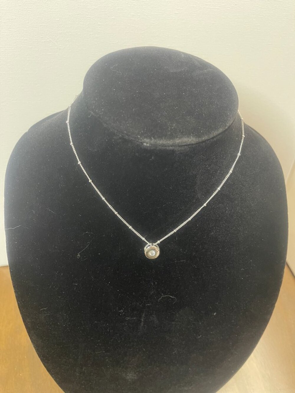 Silver Necklace with Rhinestone Charm - Picture 2 of 3